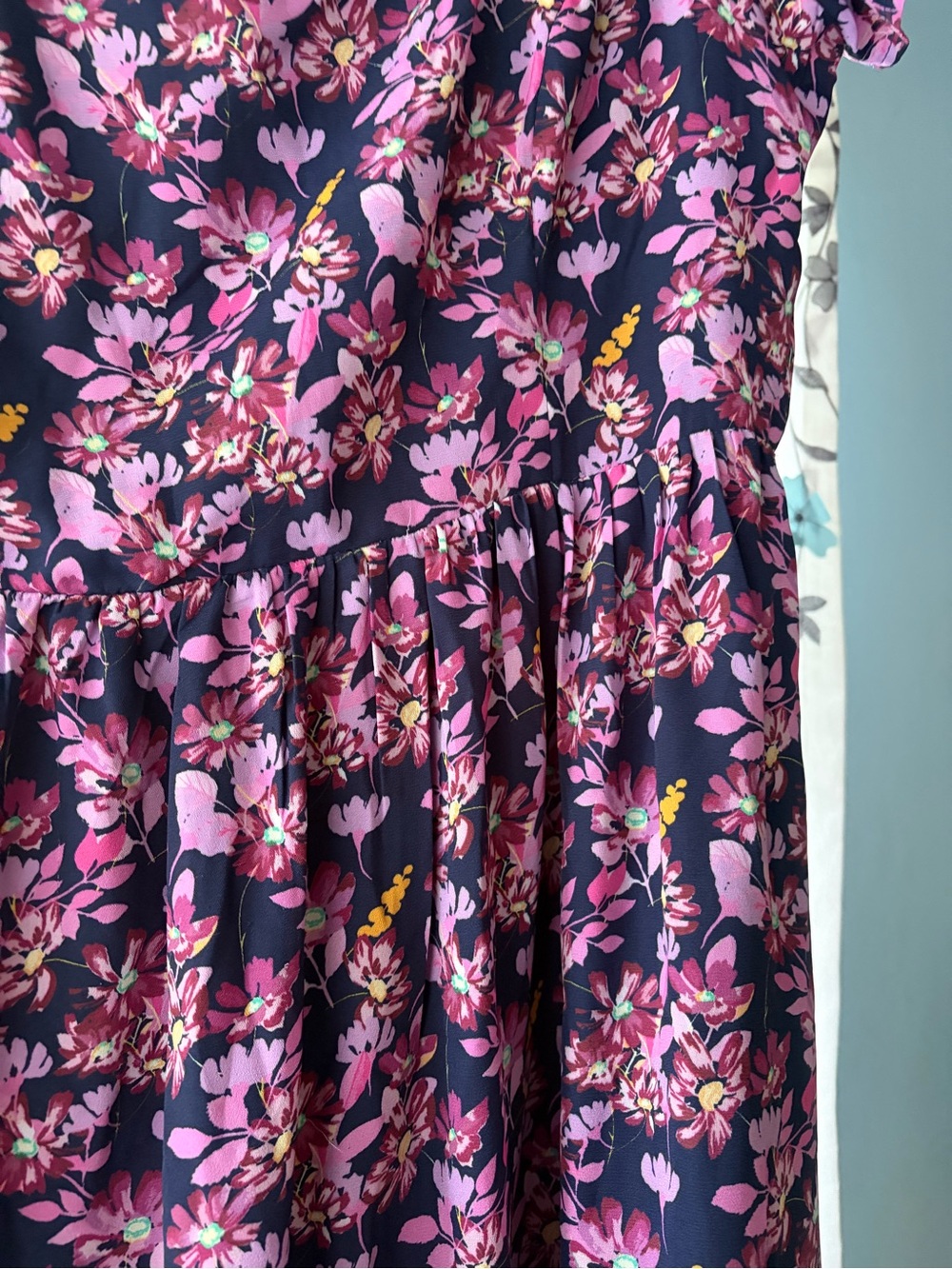 Modcloth Purple Floral Midi Dress with Scoop Neck